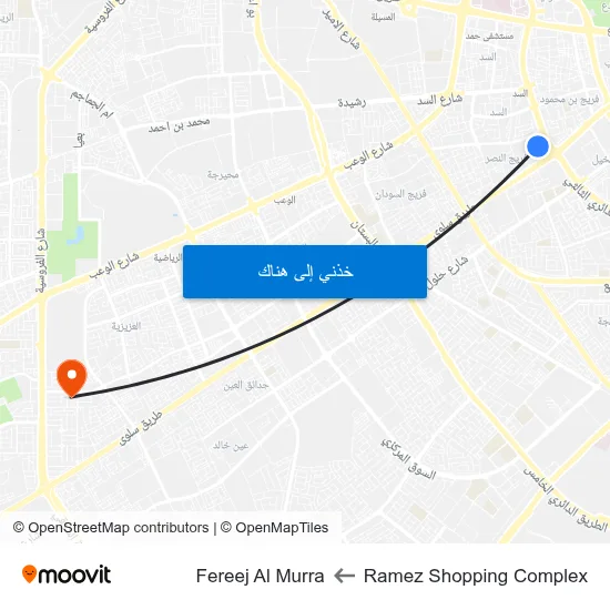Ramez Shopping Complex to Fereej Al Murra map