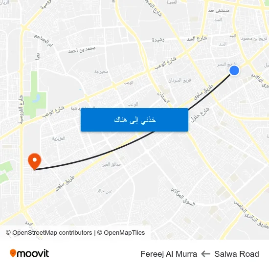 Salwa Road to Fereej Al Murra map