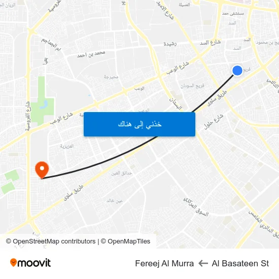 Al Basateen St to Fereej Al Murra map