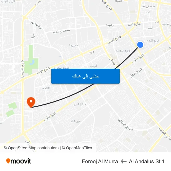 Al Andalus St 1 to Fereej Al Murra map