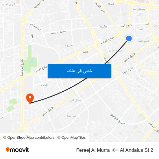 Al Andalus St 2 to Fereej Al Murra map