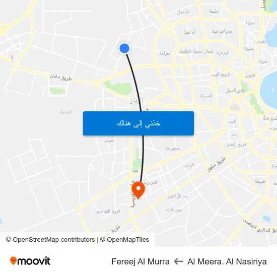 Al Meera. Al Nasiriya to Fereej Al Murra map