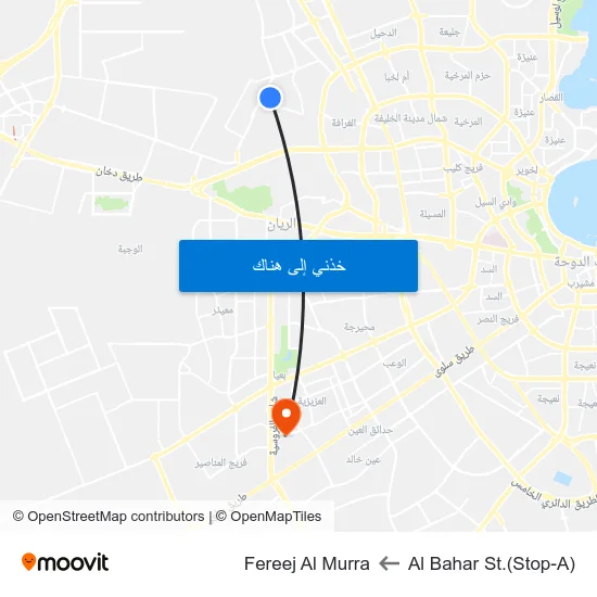 Al Bahar St.(Stop-A) to Fereej Al Murra map
