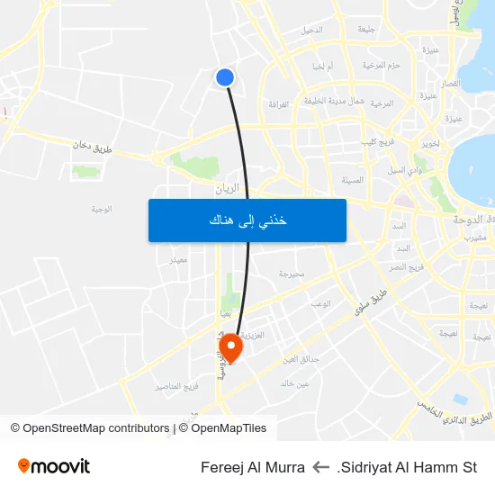 Sidriyat Al Hamm St. to Fereej Al Murra map