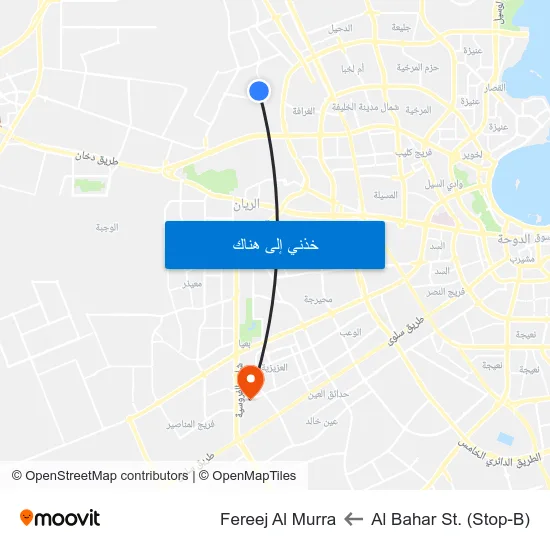 Al Bahar St. (Stop-B) to Fereej Al Murra map