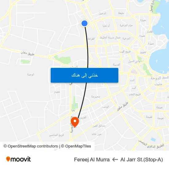 Al Jarr St.(Stop-A) to Fereej Al Murra map