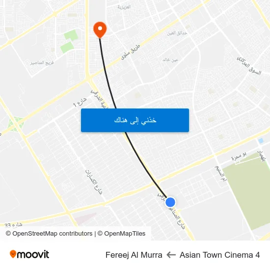 Asian Town Cinema 4 to Fereej Al Murra map