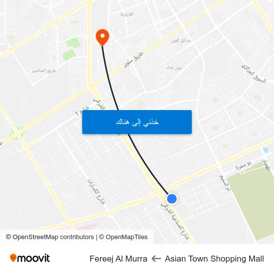 Asian Town Shopping Mall to Fereej Al Murra map