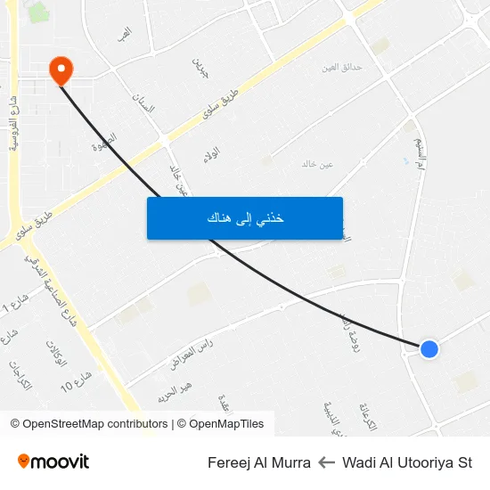 Wadi Al Utooriya St to Fereej Al Murra map