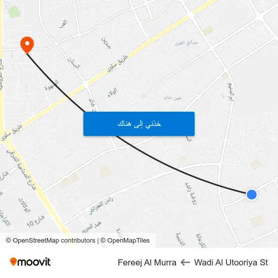 Wadi Al Utooriya St to Fereej Al Murra map
