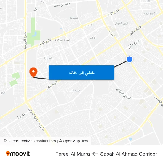 Sabah Al Ahmad Corridor to Fereej Al Murra map