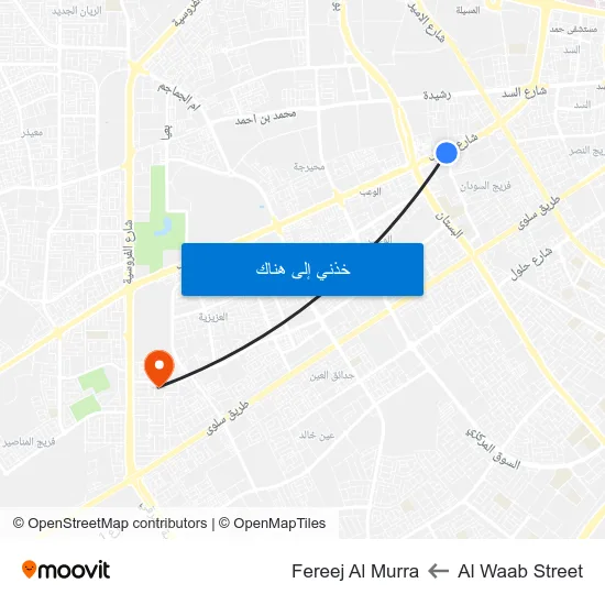 Al Waab Street to Fereej Al Murra map