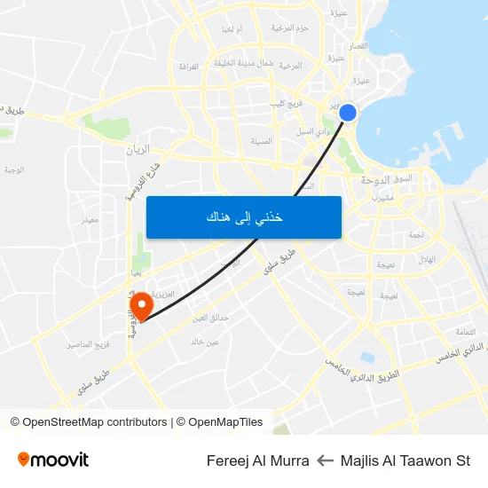 Majlis Al Taawon St to Fereej Al Murra map