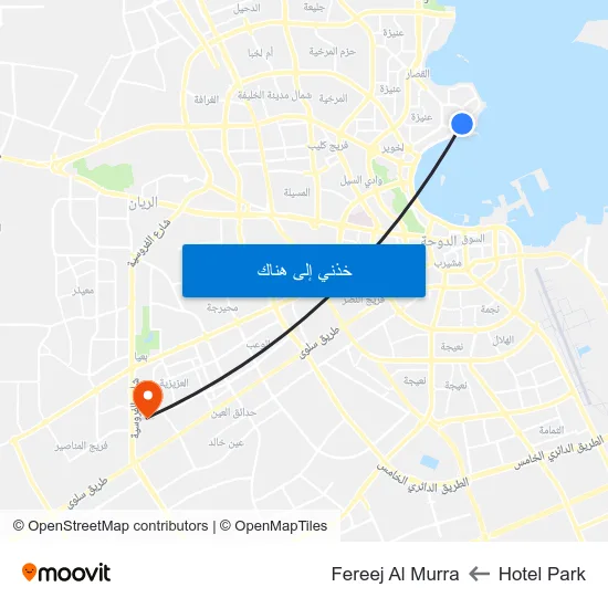 Hotel Park to Fereej Al Murra map
