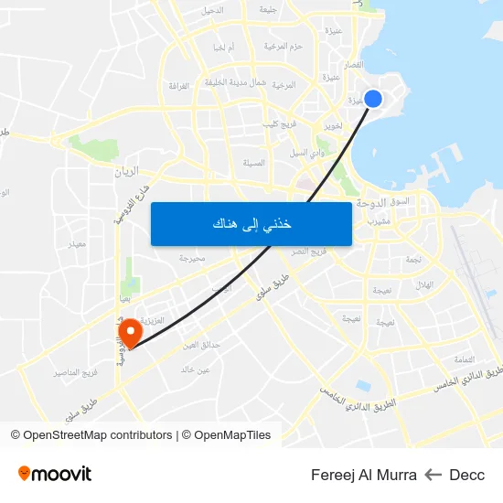Decc to Fereej Al Murra map