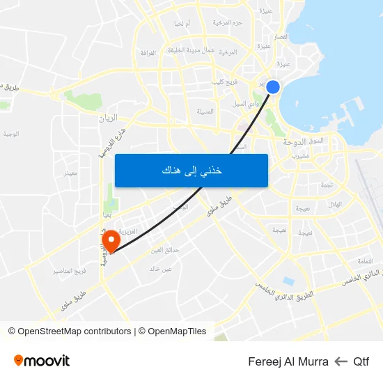 Qtf to Fereej Al Murra map