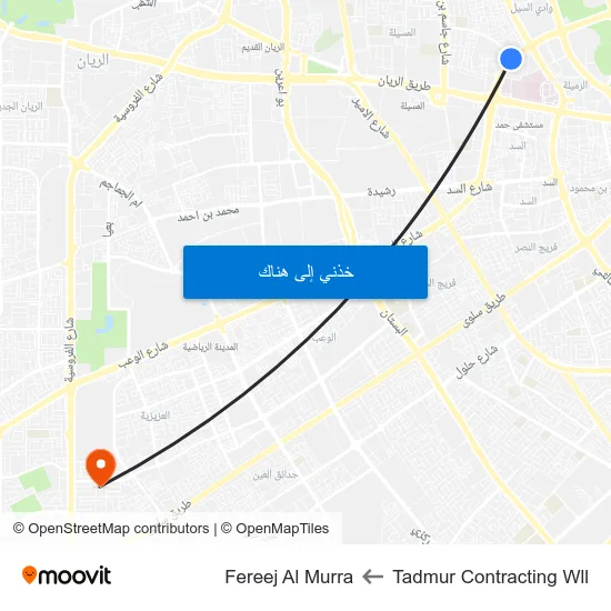 Tadmur Contracting Wll to Fereej Al Murra map