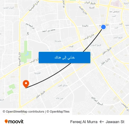 Jawaan St to Fereej Al Murra map