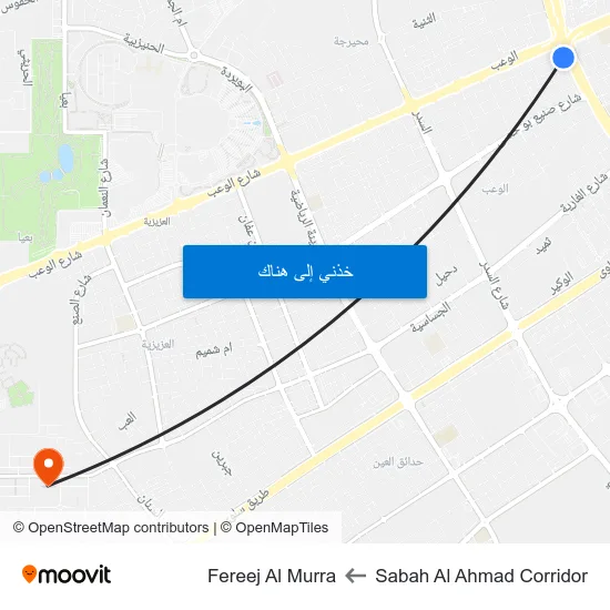 Sabah Al Ahmad Corridor to Fereej Al Murra map