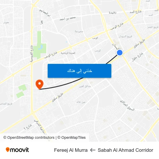 Sabah Al Ahmad Corridor to Fereej Al Murra map