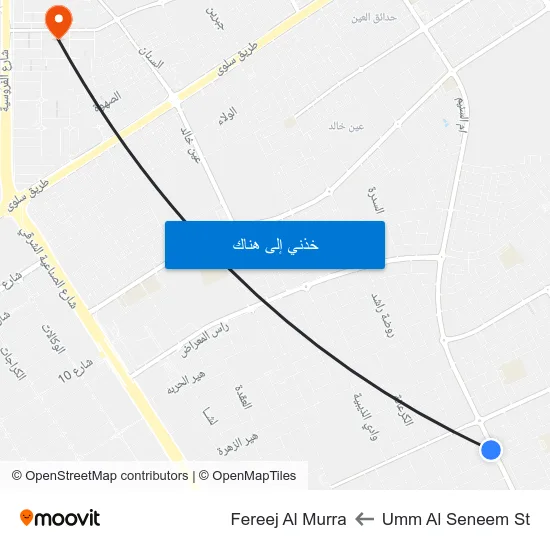 Umm Al Seneem St to Fereej Al Murra map
