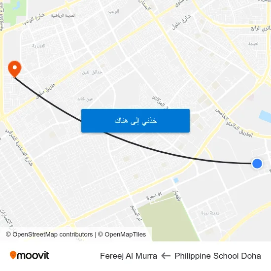 Philippine School Doha to Fereej Al Murra map