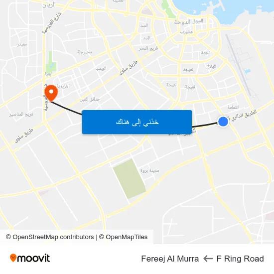 F Ring Road to Fereej Al Murra map