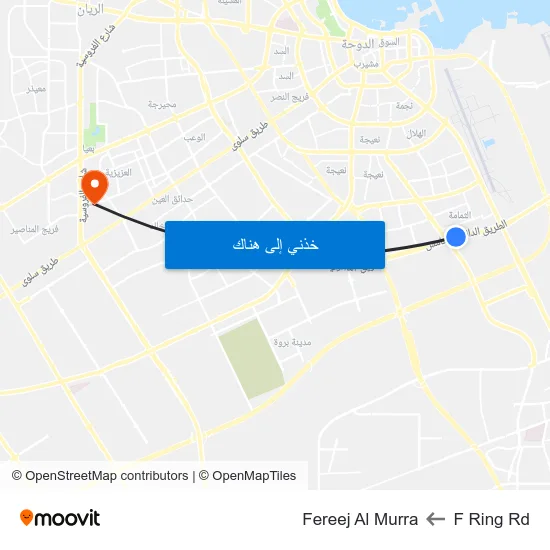 F Ring Rd to Fereej Al Murra map