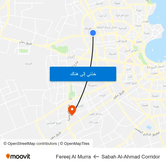 Sabah Al-Ahmad Corridor to Fereej Al Murra map