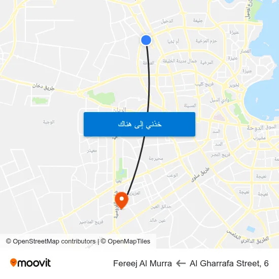 Al Gharrafa Street, 6 to Fereej Al Murra map