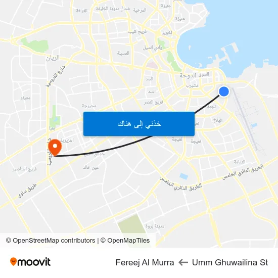 Umm Ghuwailina St to Fereej Al Murra map