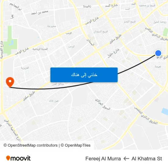 Al Khatma St to Fereej Al Murra map