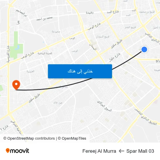 03 Spar Mall to Fereej Al Murra map