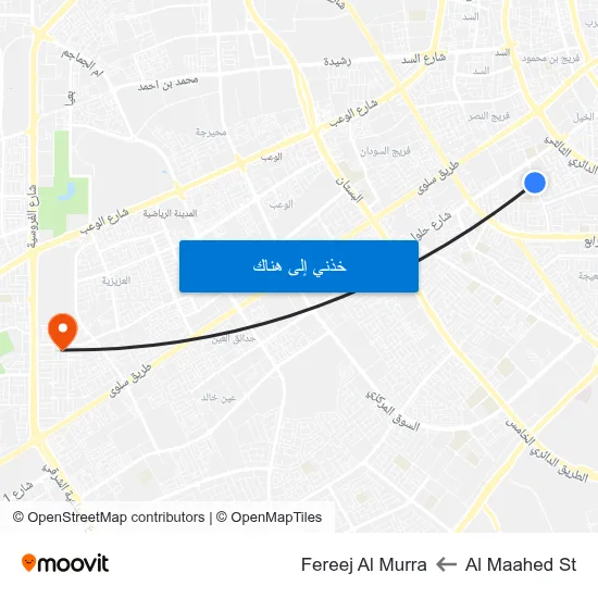 Al Maahed St to Fereej Al Murra map