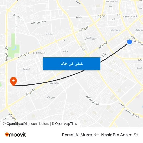 Nasir Bin Aasim St to Fereej Al Murra map