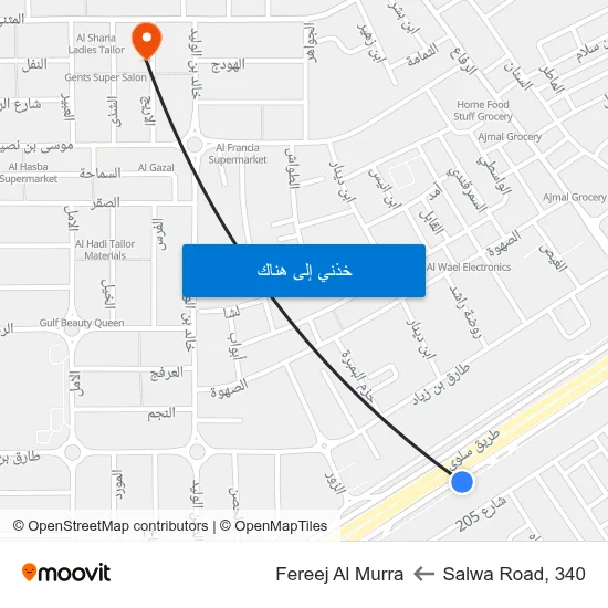 Salwa Road, 340 to Fereej Al Murra map