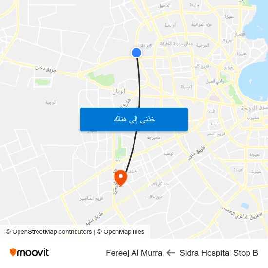 Sidra Hospital Stop B to Fereej Al Murra map