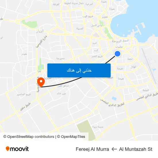 Al Muntazah St to Fereej Al Murra map