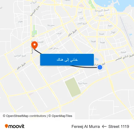 Street 1119 to Fereej Al Murra map