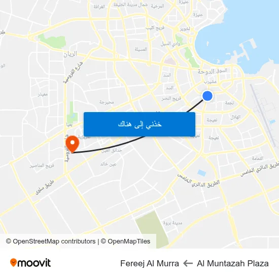 Al Muntazah Plaza to Fereej Al Murra map