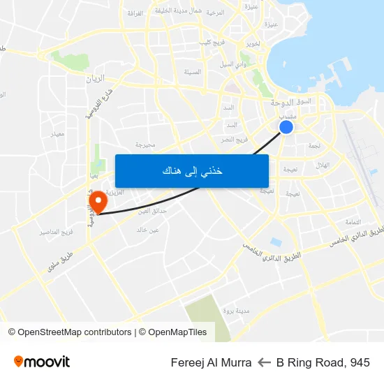 B Ring Road, 945 to Fereej Al Murra map
