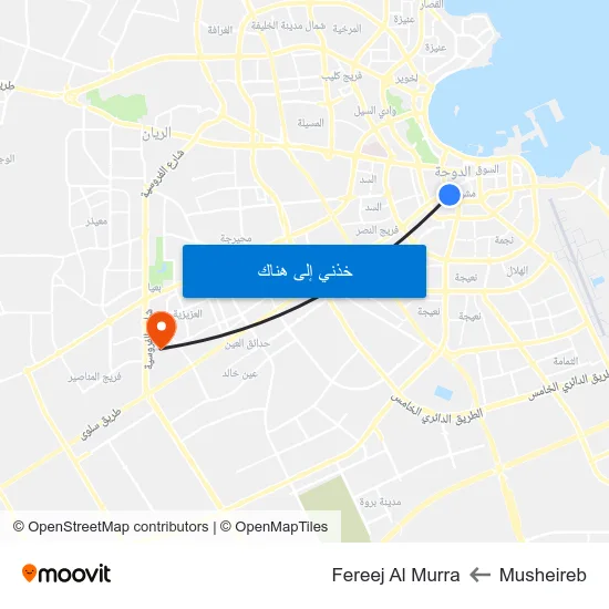 Musheireb to Fereej Al Murra map