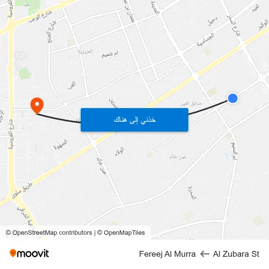 Al Zubara St to Fereej Al Murra map