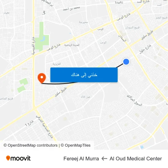 Al Oud Medical Center to Fereej Al Murra map