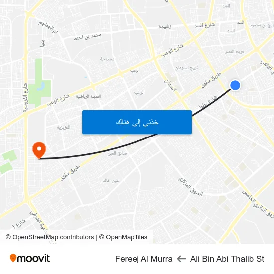 Ali Bin Abi Thalib St to Fereej Al Murra map