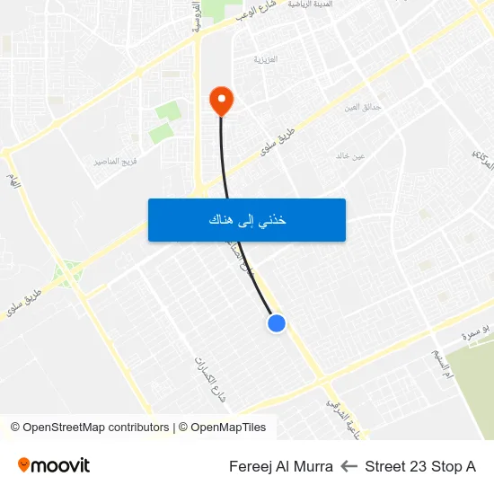 Street 23 Stop A to Fereej Al Murra map