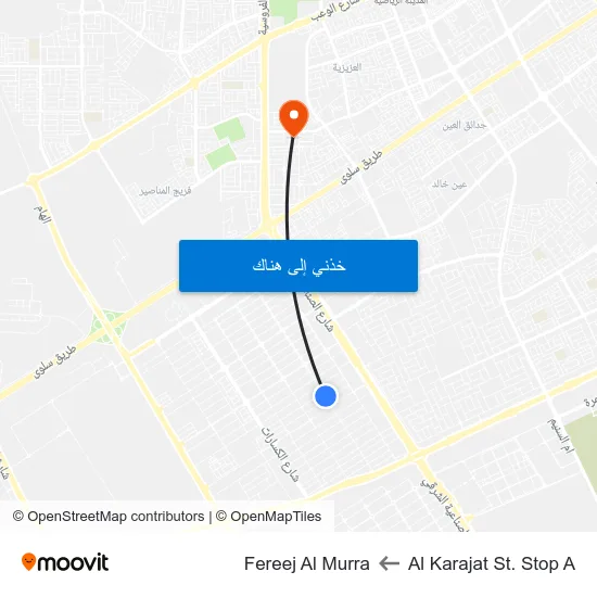 Al Karajat St. Stop A to Fereej Al Murra map
