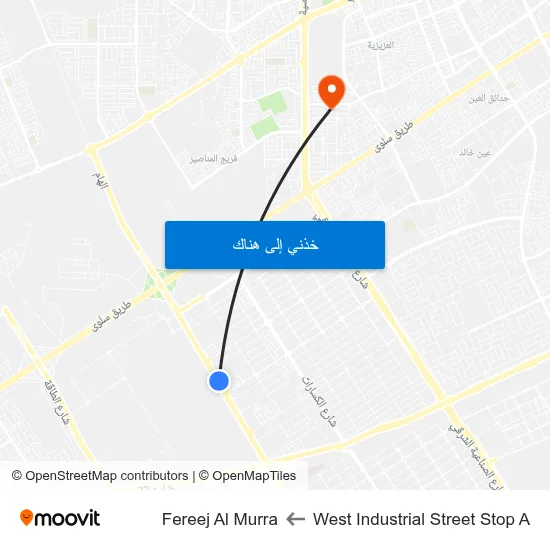 West Industrial Street Stop A to Fereej Al Murra map