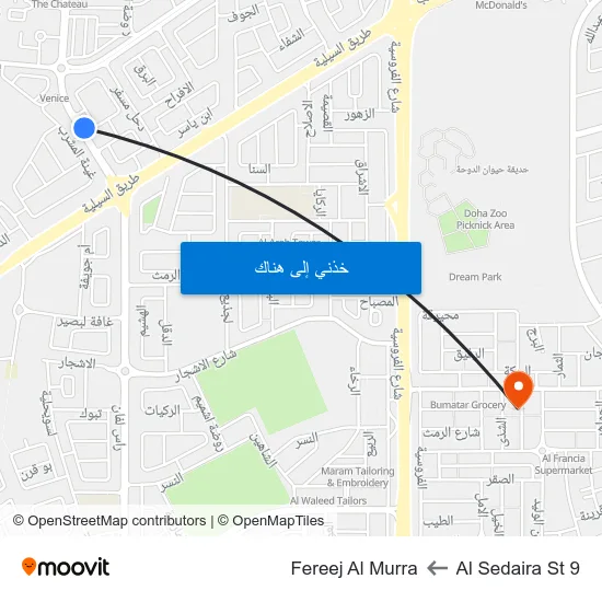 Al Sedaira St 9 to Fereej Al Murra map