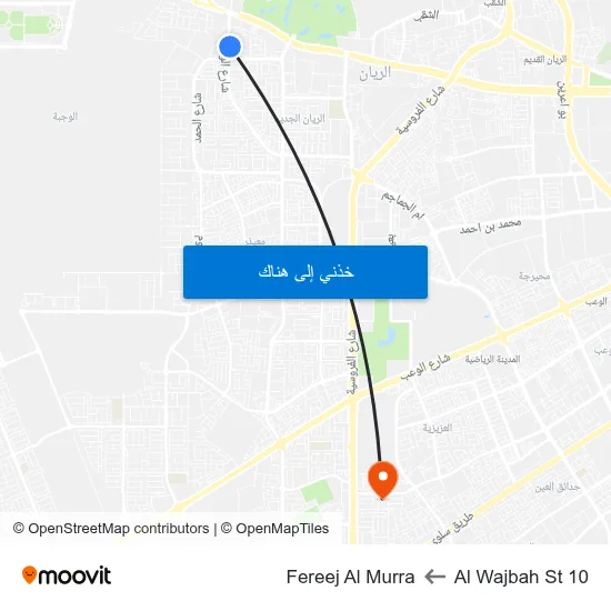 Al Wajbah St 10 to Fereej Al Murra map